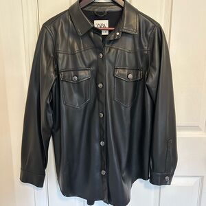 Zara Faux Leather Shirt/Over Jacket